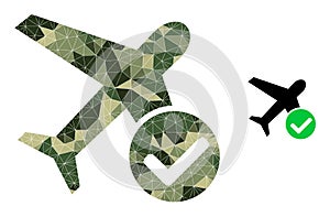 Lowpoly Mosaic Accept Airplane Icon in Camo Military Colors