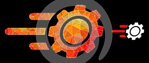 Vector Polygonal Rush Gear Icon with Fire Gradient