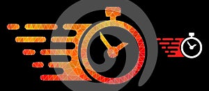 Vector Polygonal Time Icon with Flame Gradient