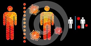 Vector Lowpoly Virus Shield Wall Icon with Fire Gradient