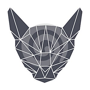 Lowpolygonal geometry, grey cat head. Simple.
