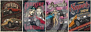 Lowrider custom cars vintage colorful posters