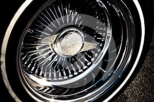 Lowrider wire wheels and whitewall low profile tires