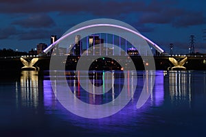 Lowry Avenue Bridge with Purple Lighting in Minneapolis