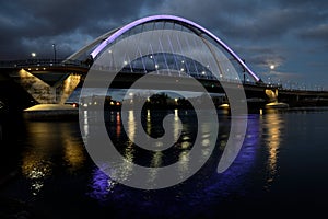 Lowry Avenue Bridge with Purple Lighting in Minneapolis