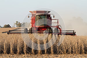 Farmer in a Case Combine Harvester
