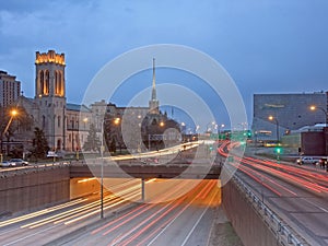 Lowry Hill Tunnel in Minneapolis at dusk