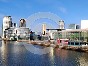 The Lowry theatre and art gallery and MediaCity UK at Salford quays