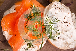 Lox and bagel with cream cheese