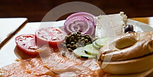 Lox and Bagel Plate in Window LIght