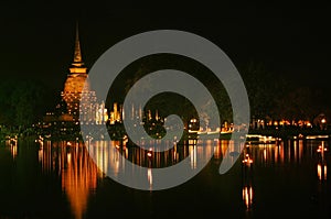 Loy krathong Festival, Sukhothai province, Thailan