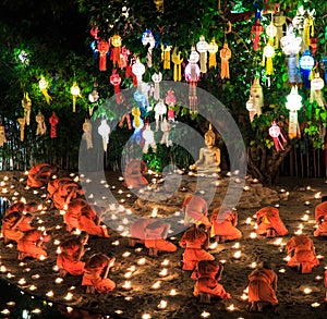 Loy Krathong festival at Wat Phan Tao