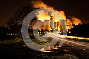 Loy Yang brown coal power station at night, located in Victoria Australia