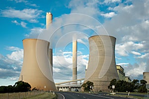 The Loy Yang Power Station exterior view. A brown coal- fired thermal power station located on the outskirts of the city of