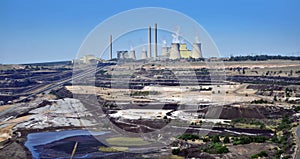 Loy Yang power Station Latrobe Valley-aerial view across the opencut coal mine photo
