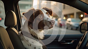 loyal dog waiting in car