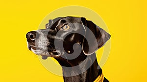 loyal dog on yellow