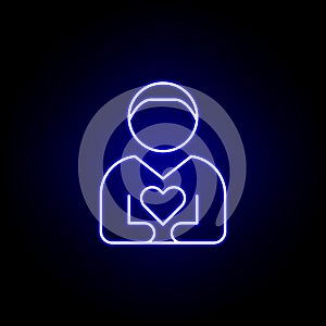 loyality friendship outline blue neon icon. Elements of friendship line icon. Signs, symbols and vectors can be used for web, logo