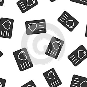 Loyalty card icon in flat style. Reward vector illustration on white isolated background. Discount seamless pattern background