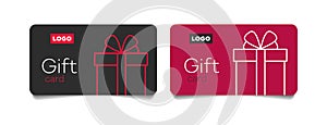 Loyalty card, incentive gift, collect bonus, earn reward, redeem gift, win present, vector mono line icon, linear