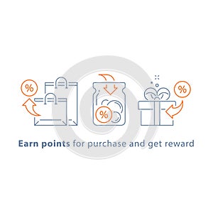 Loyalty program, earn points and get reward, marketing concept