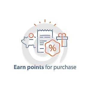 Loyalty program, earn points and get reward, marketing concept