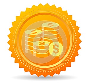 Loyalty program and earning points, gold bonus icon