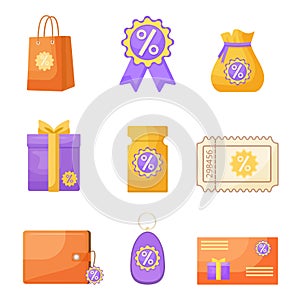 Loyalty program icons set cartoon vector. Earn reward