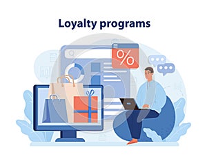 Loyalty Programs in Consumer Engagement. An illustration showing the management.