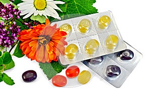 Lozenges cough multicolored with herbs photo