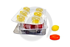 Lozenges cough multicolored pile photo