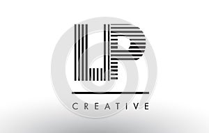 LP L P Black and White Lines Letter Logo Design.