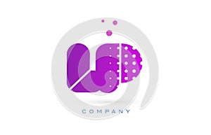 lp l p pink dots letter logo alphabet icon