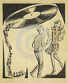 Old vintage musical add in a 1966 newspaper photo