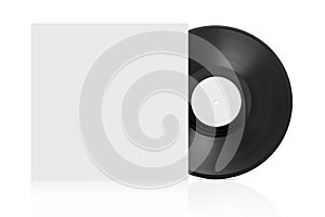 lp vinyl disc white label and blank cover mockup template design