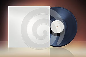 lp vinyl disc white label and blank cover mockup template design