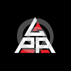 LPA triangle letter logo design with triangle shape. LPA triangle logo design monogram. LPA triangle vector logo template with red