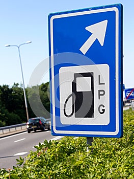 LPG filling station sign along a highway