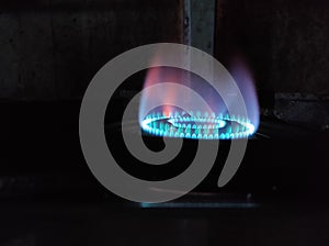 Lpg gas flame on stove at kitchen, Cook and cooking concept