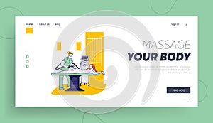 Lpg Massage Beauty Spa Procedure Landing Page Template. Female Character Applying Treatment in Cosmetology Clinic