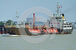 LPG ship on a river