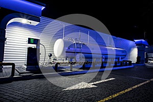A LPG station in blue night colors