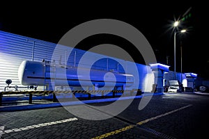 A LPG station in blue night colors