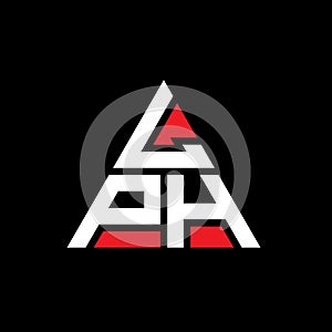 LPH triangle letter logo design with triangle shape. LPH triangle logo design monogram. LPH triangle vector logo template with red