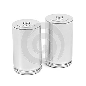 LR20 D size batteries on white background