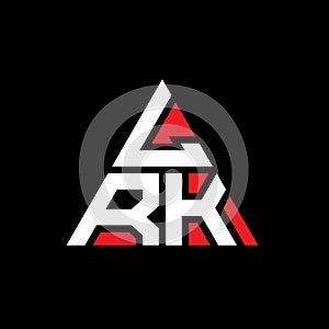 LRK triangle letter logo design with triangle shape. LRK triangle logo design monogram. LRK triangle vector logo template with red