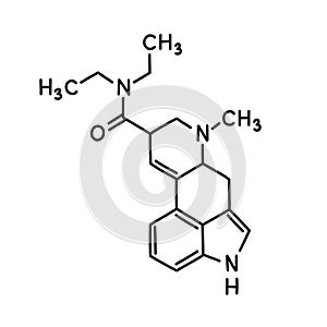 LSD chemical formula doodle icon, vector illustration