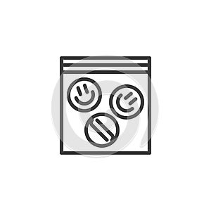 LSD pills package line icon