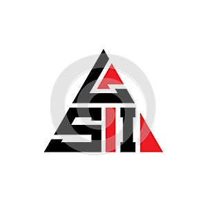 LSI triangle letter logo design with triangle shape. LSI triangle logo design monogram. LSI triangle vector logo template with red photo