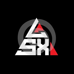 LSX triangle letter logo design with triangle shape. LSX triangle logo design monogram. LSX triangle vector logo template with red